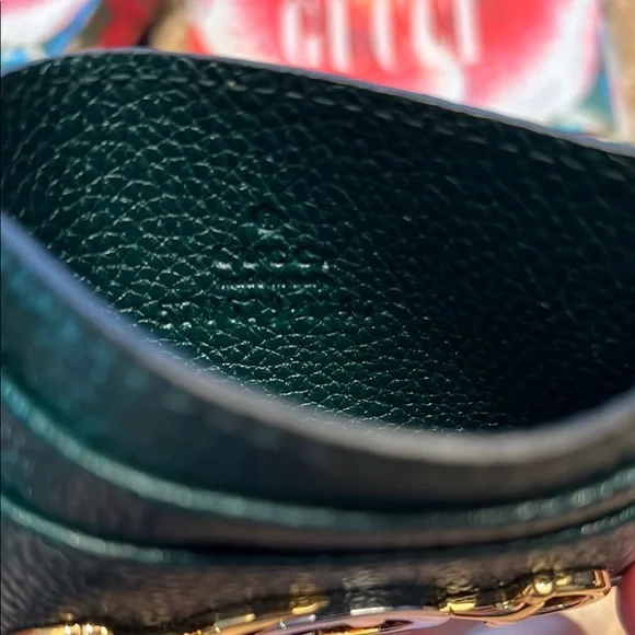Gucci Grainy Calfskin Zumi Card Holder Vintage Green - Picture 3 of 5